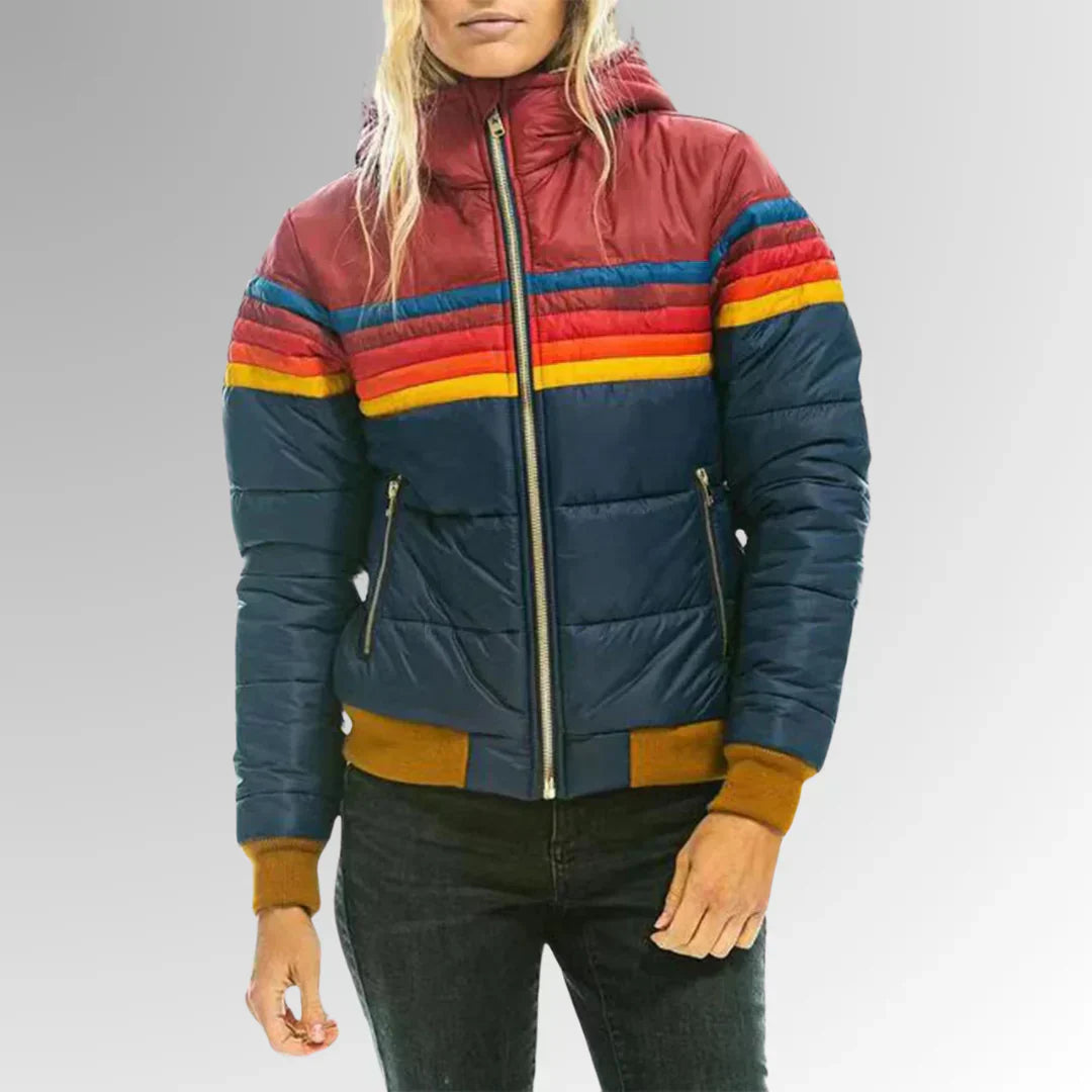 Chaqueta acolchada a rayas retro