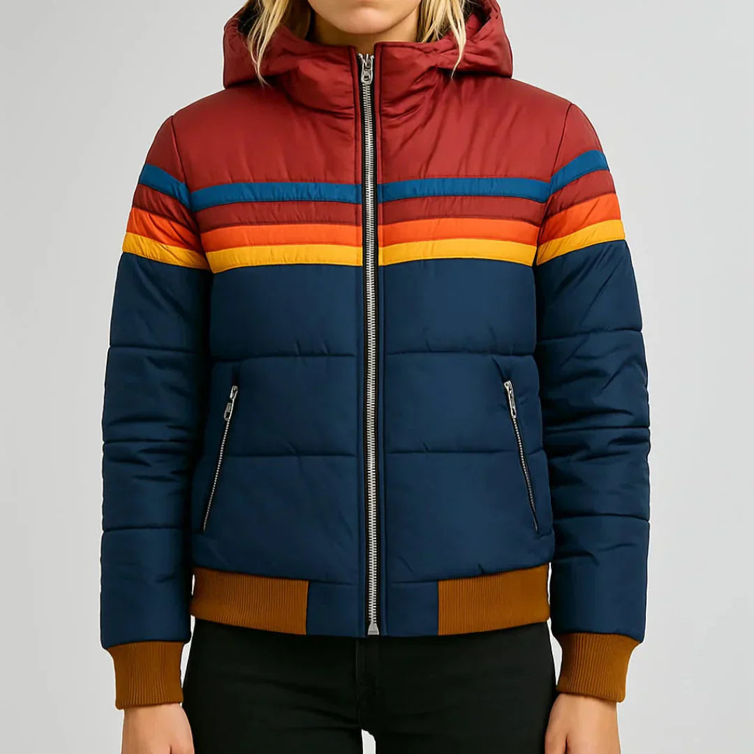 Chaqueta acolchada a rayas retro