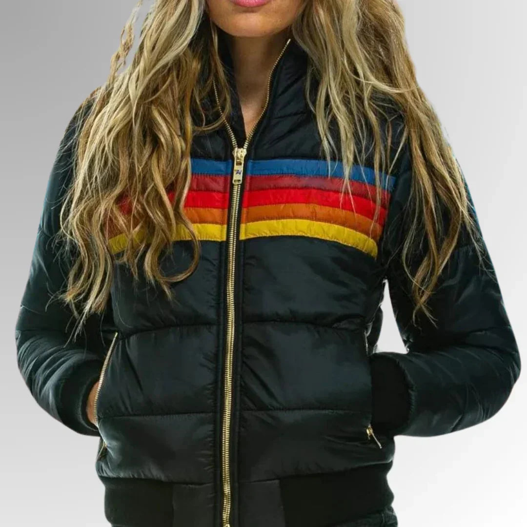Chaqueta acolchada a rayas retro