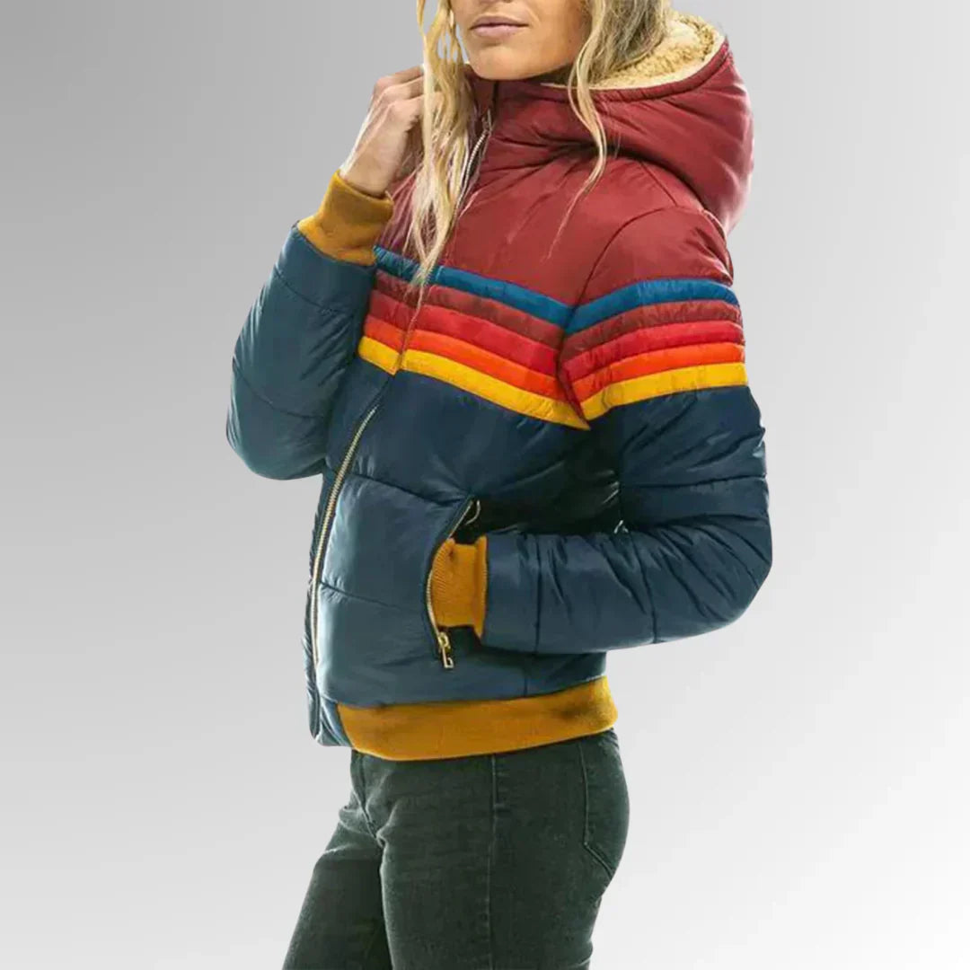 Chaqueta acolchada a rayas retro