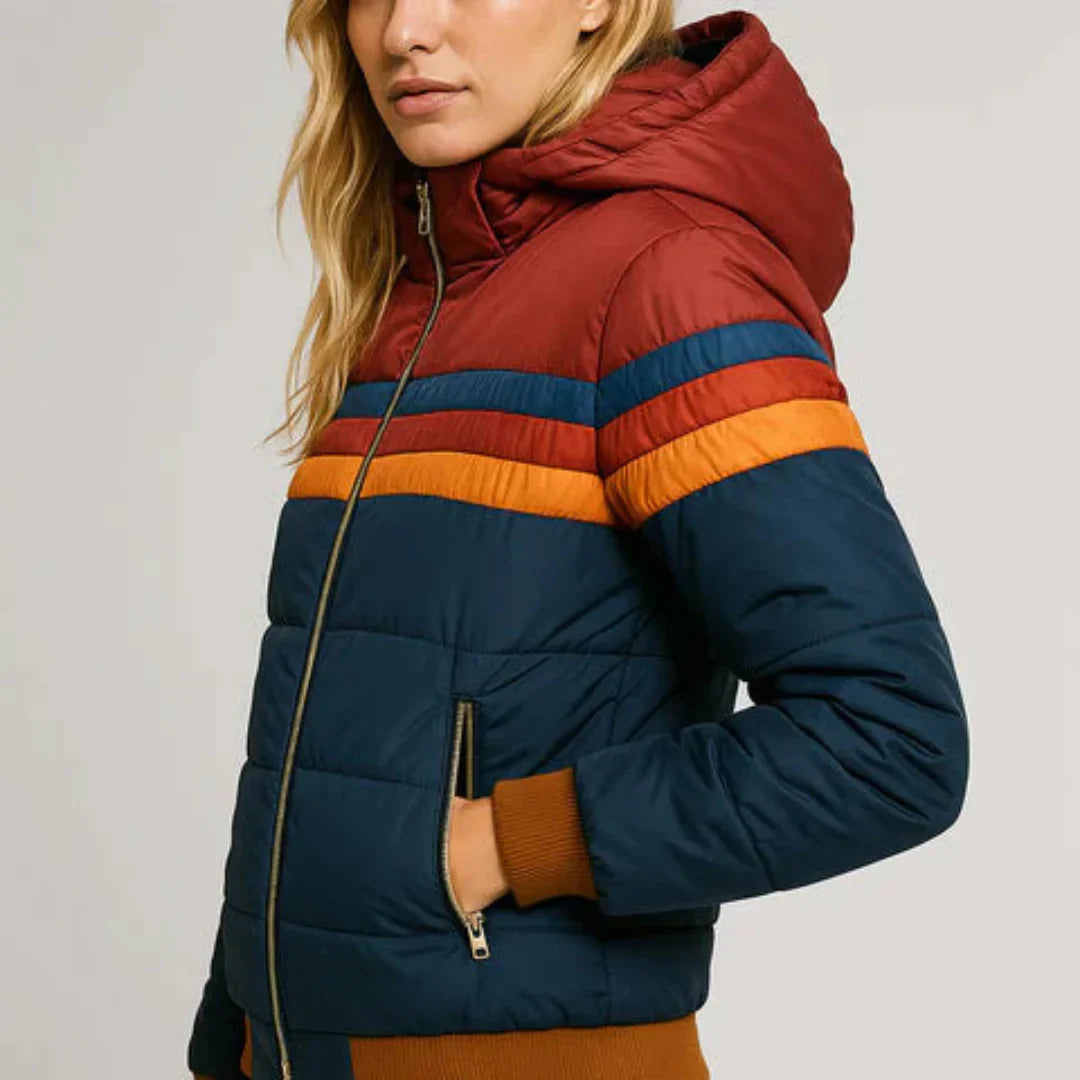 Chaqueta acolchada a rayas retro
