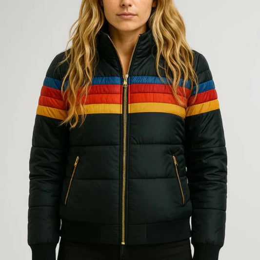 Chaqueta acolchada a rayas retro
