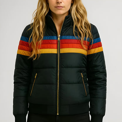 Chaqueta acolchada a rayas retro