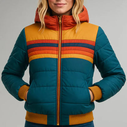 Chaqueta acolchada a rayas retro