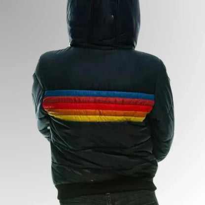 Chaqueta acolchada a rayas retro