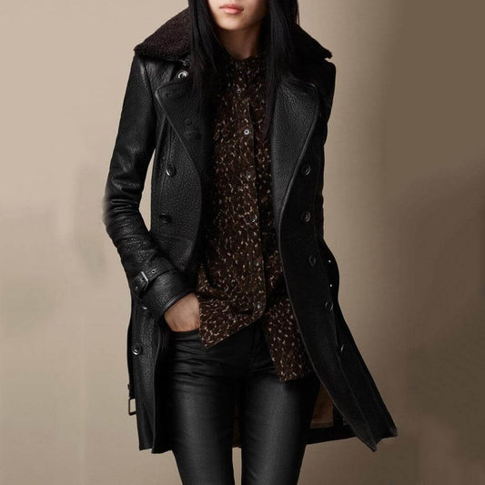 Maria | Manteau en cuir 3/4 élégant